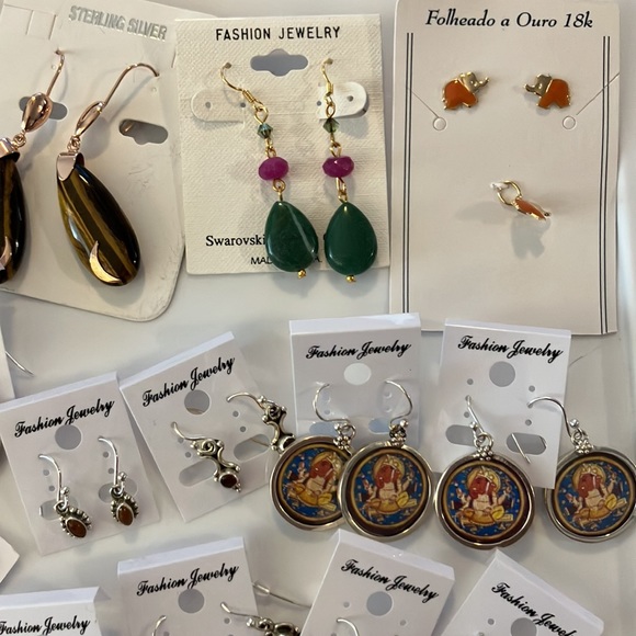 lot of ladies, assorted, pierced earrings, sterling, silver, crystal, elephants - Picture 4 of 8